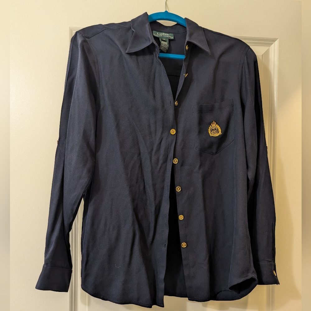 Ralph Lauren Dark Blue Women's 100% Silk Shirt